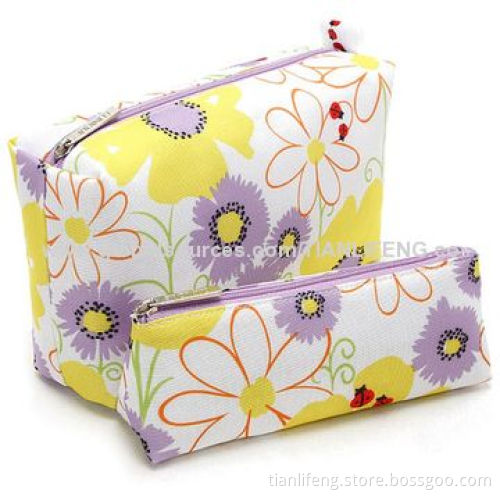 Canvas Cosmetic Bag with Lovely Flowers